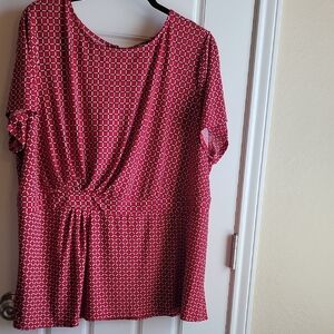 Liz Claiborne Red Geometric Blouse